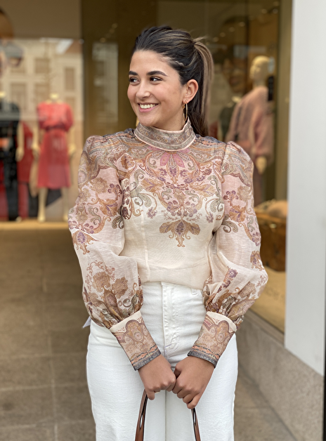 Blouse bodice beige met paisley dessin