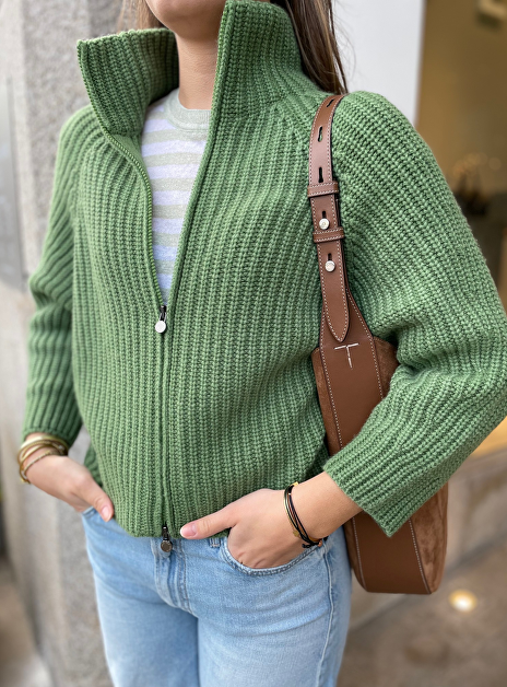 Vest fallou zip cashmere groen