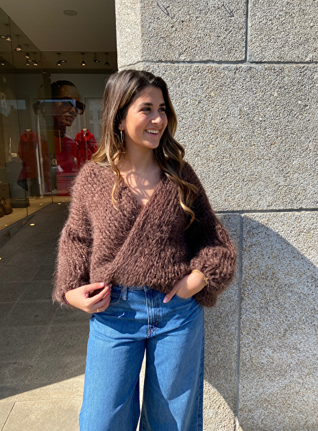 Vest mohair chocolat bruin