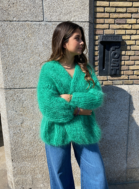 Vest mohair felgroen