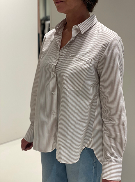 Blouse bristol katoen wit beige streep