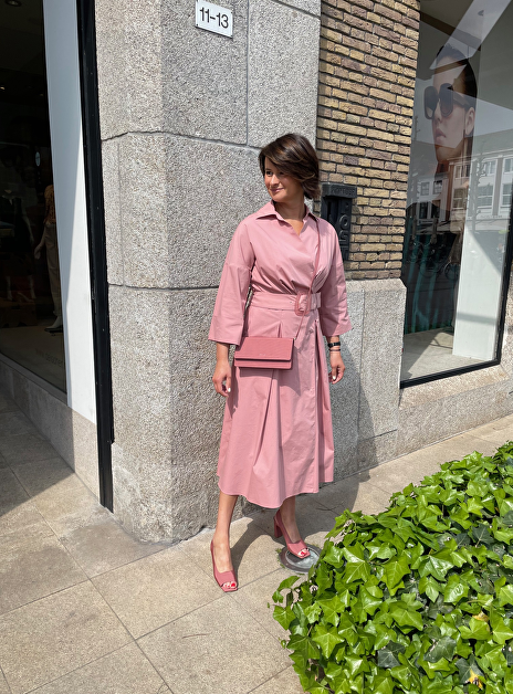 Jurk Cuba poeder roze met ceintuur