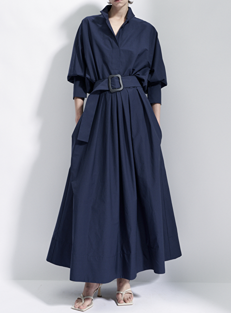 Jurk circee donkerblauw met geplooide rok