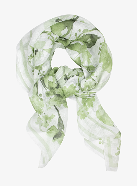 Shawl linnen groen wit dessin
