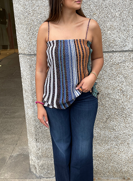 Top lurex streep multicolor