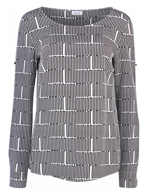 Blouse zwart/offwhite logoprint