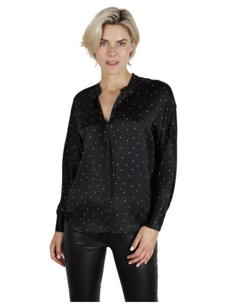 Blouse zijde zwart met stipje