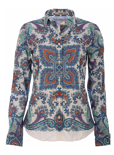 blouse print blauw oranje