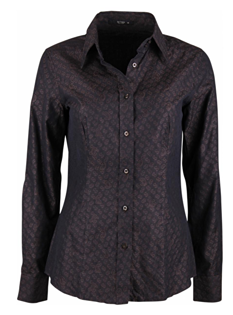 Blouse marron, paars met paisley dessin