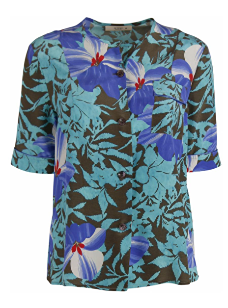 Blouse zijde bloem blad dessin