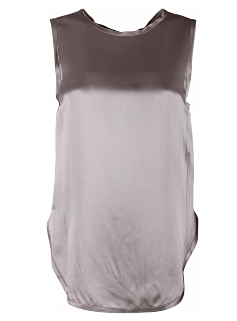 Top zijde glans taupé nude