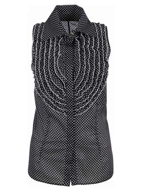 Blouse polkadot roezel zwart wit