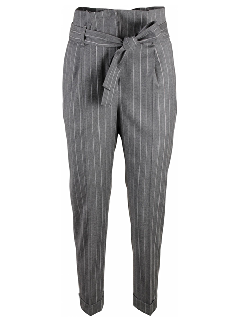 Pantalon paperbag krijtstreep lichtgrijs