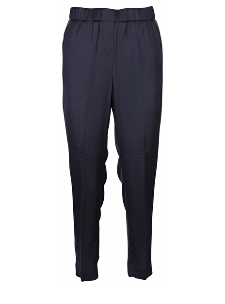 Broek satijn marine met glitter bies