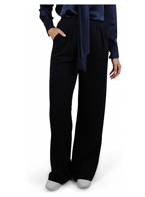 Broek bandplooi krijtstreep marine