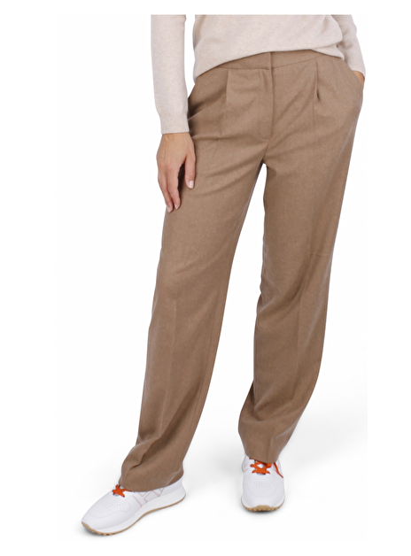 Pantalon bandplooi flannel beige